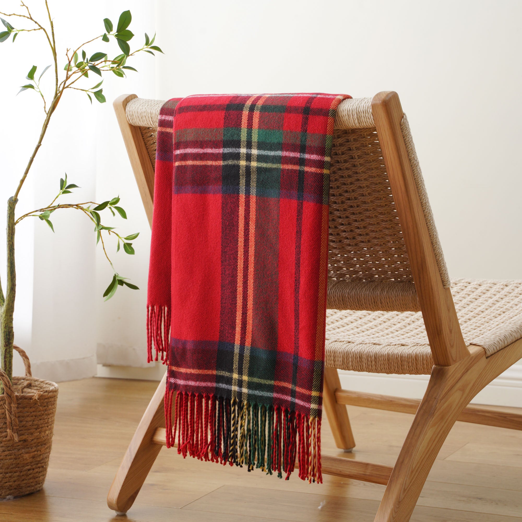 Christmas Red Plaid Throw